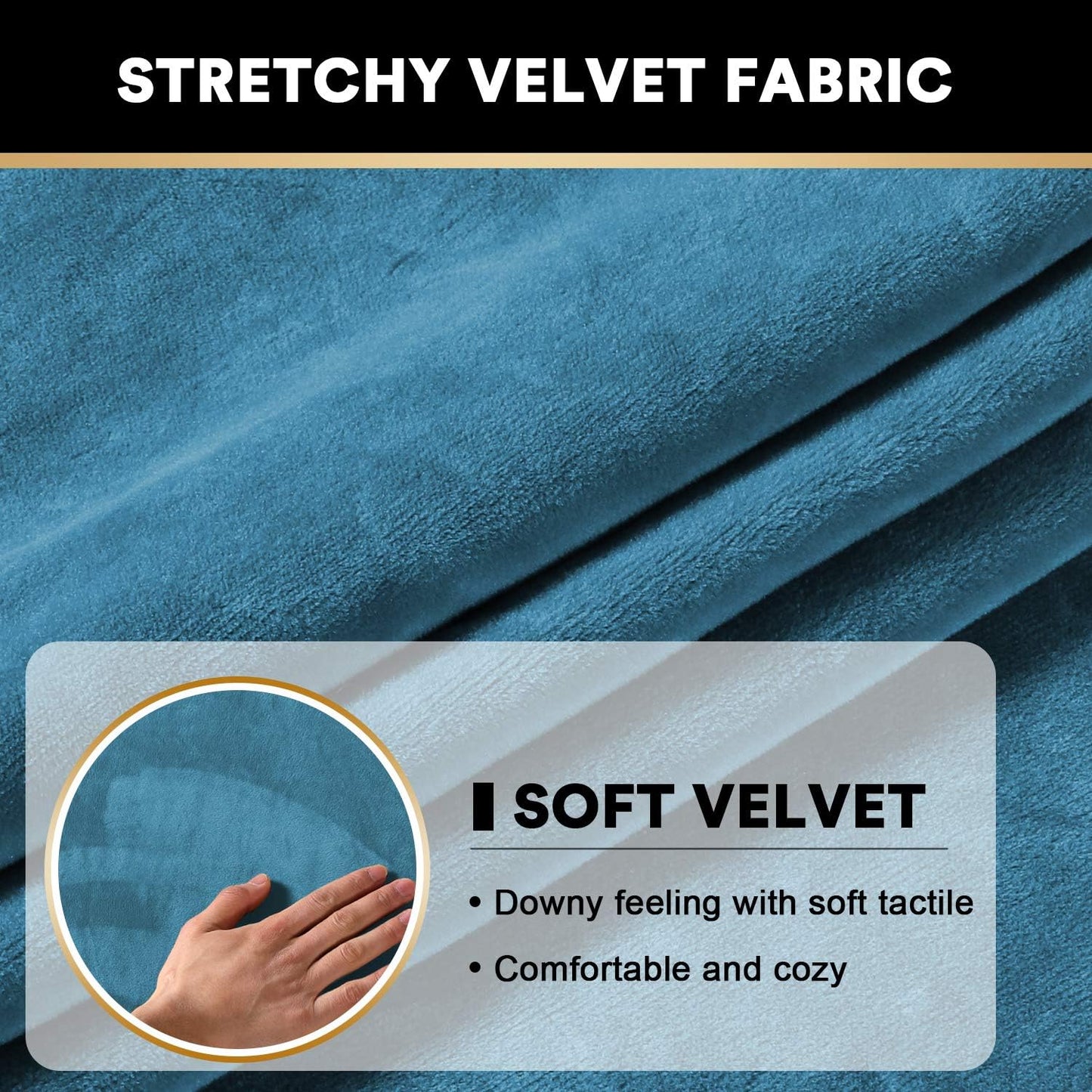 PrinceDeco Couch Cushion Covers, Stretch Washable Sofa Cushion Cover, Fitted Sofa Slipcover Velvet