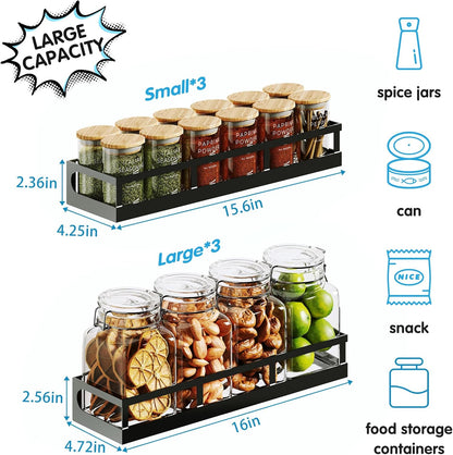 X-cosrack 6-Tier Wall-Mounted Spice Rack Organizer with Mixed Basket Sizes, Height-Adjustable