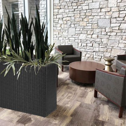 SUNNYPARK Tall Rectangular Planter with Removable Liner, All-Weather PE Rattan Large Modern