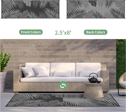 GENIMO Outdoor Rug 2.5' x 8' Waterproof for Patios Clearance, Reversible Outdoor Plastic Straw