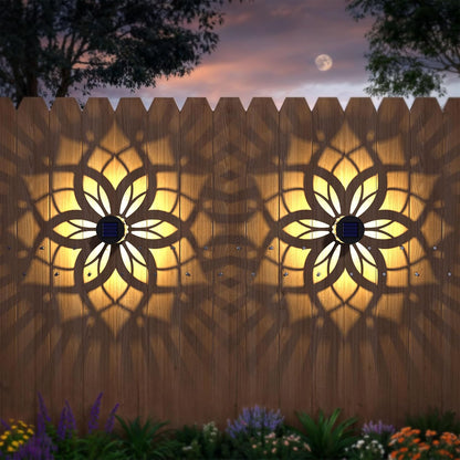 4 Pack Solar Fence Lights Metal Solar Powered Outdoor Wall Deck Step Lights Mandala Theme