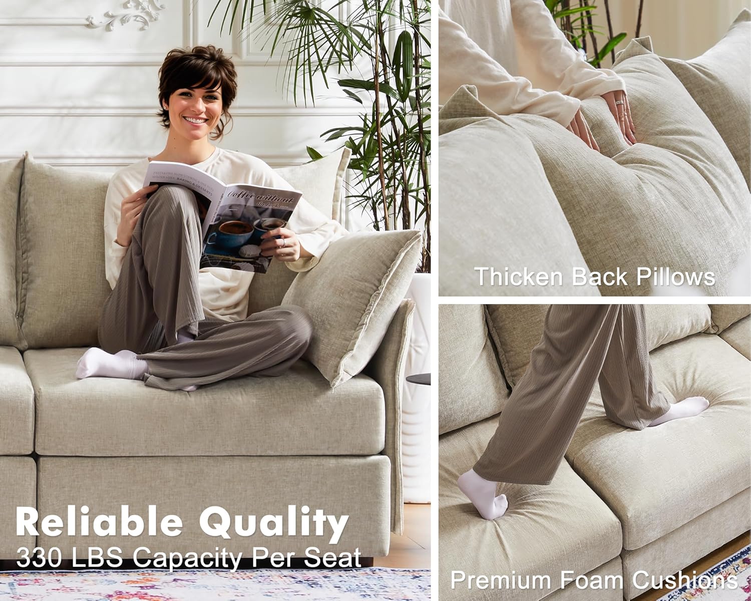 102.6" Modular Sectional Sofa, L Shaped Couch Set for Living Room, 3-Seater Comfy Cloud Couches