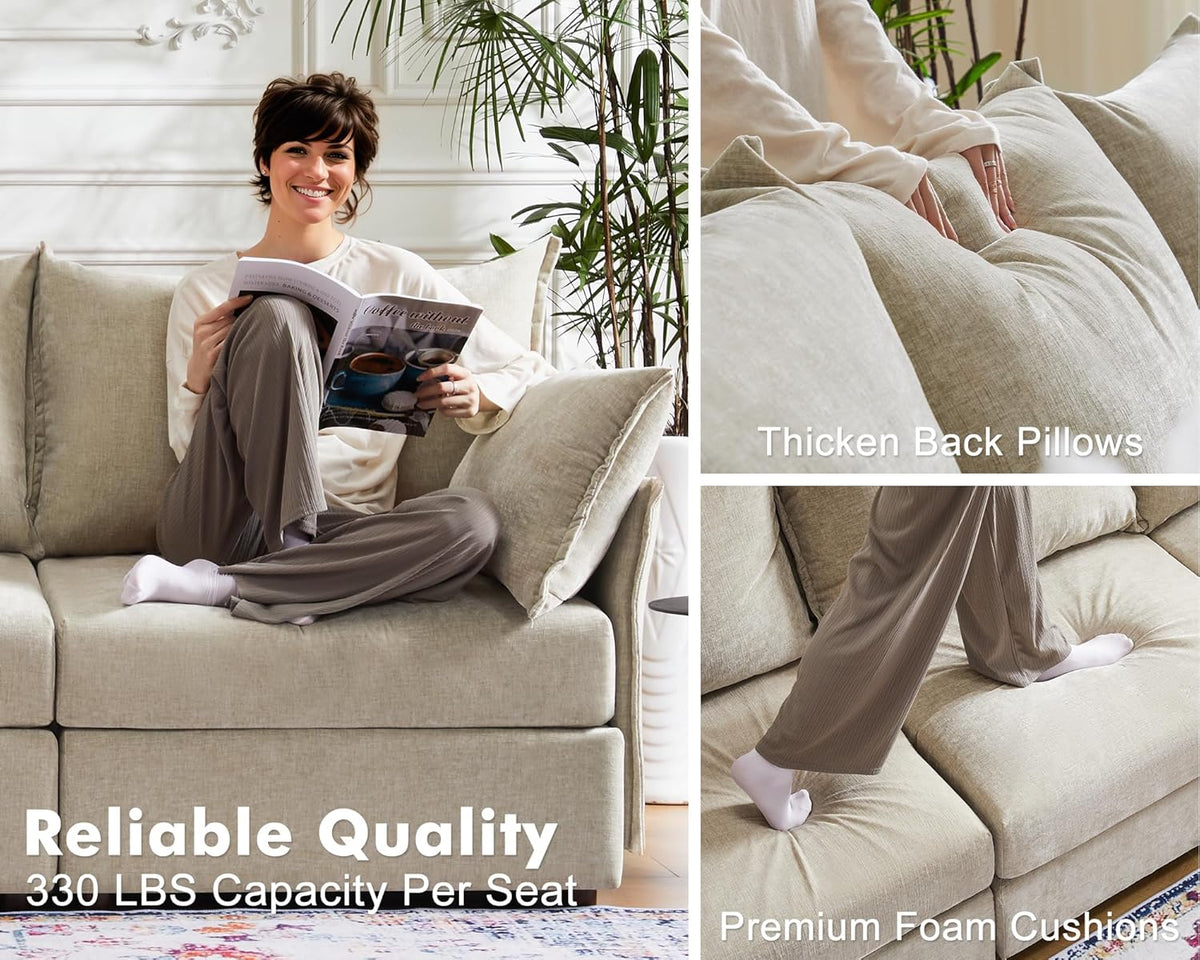Oversized Accent Chair, Upholstered Modern Sofa Chair with Removable Backrest & Detachable Cover