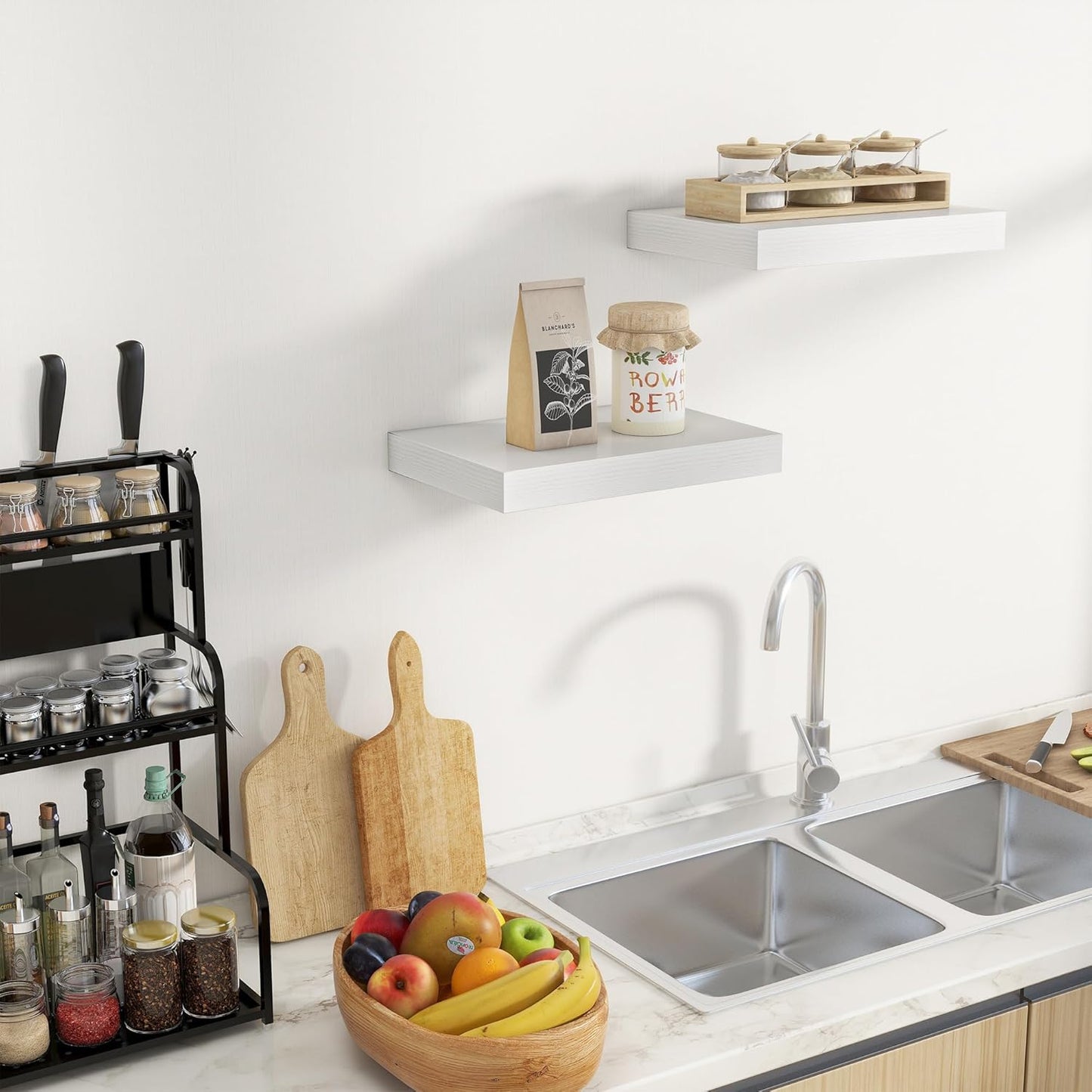 Fun Memories Wood Floating Shelves 16 Inch, 10 Inch Deep Shelves Wall Mount, Wall Shelves with