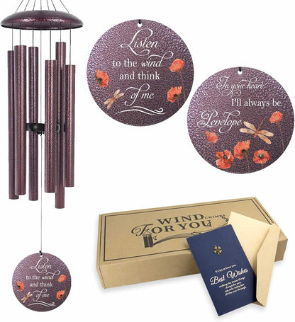 ASTARIN Dragonfly Wind Chimes for Loss of Loved One, Personalized Windchimes in Memory of a Loved