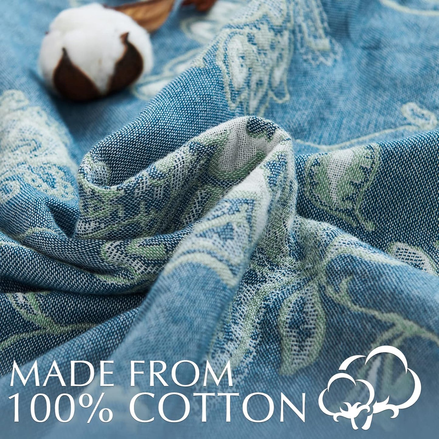 jinchan Boho 100% Cotton Muslin Queen Size 80x90 Inches Blanket Lightweight 4-Layer Quilted Soft