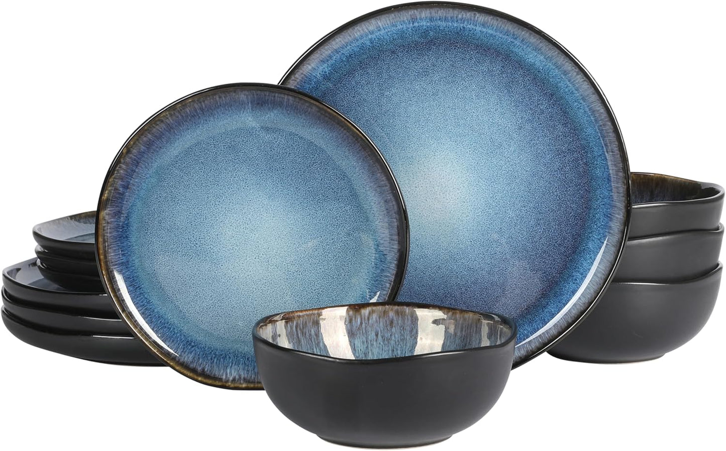 Gibson Elite Nardini 12 Piece (Service for 4) Plates and Bowls Reactive Glaze Dishes Stoneware
