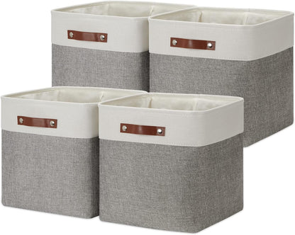 DULLEMELO 13 inch Fabric Storage Cubes 4 Pack Foldable Baskets/Bins for Home Office Organizer