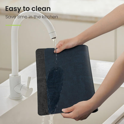Faux Leather Dual Sided Placemats Set of 4, Square Non-Slip Heat Resistant Placemats with Coaster
