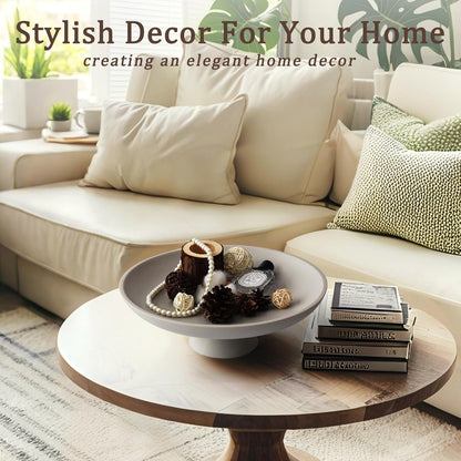 Modern Resin Pedestal Decorative Bowl, Large Fruit Bowl for Kitchen Counter, Stylish Key Bowl for