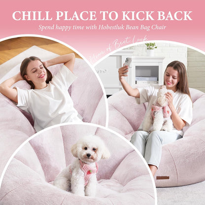 Hobestluk Bean Bag Chairs Large Bean Bag Couch for Adults Stuffed Sofa Chair Comfy Giant Bean Bag