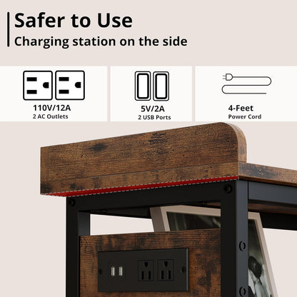 IRONCK Console Table, Sofa Table with Power Outlet, Farmhouse Hallway Table for Entryway, Living