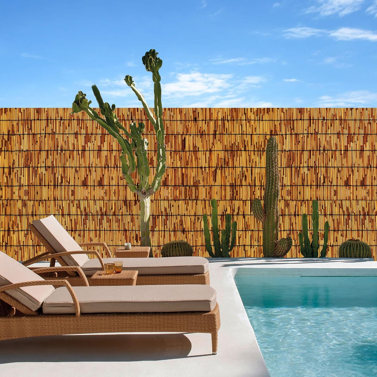 Bamboo Fence,Reed Fencing 4Feet High Bamboo Privacy Screen Outdoor for Patio, Reed Screen for