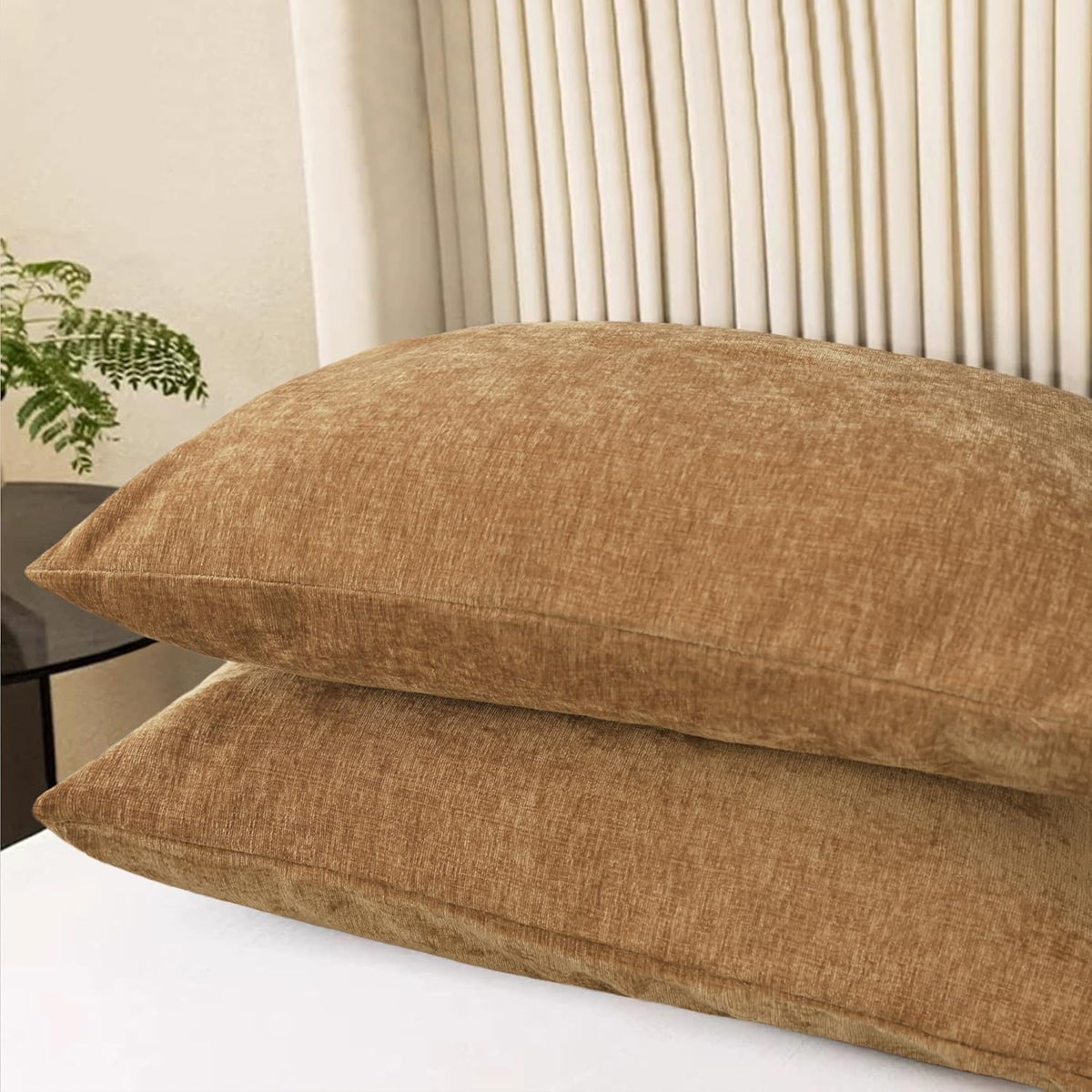 CaliTime Throw Pillow Covers Decorative 20 X 26 Inches Pack of 2 Cozy Chenille Standard Pillow