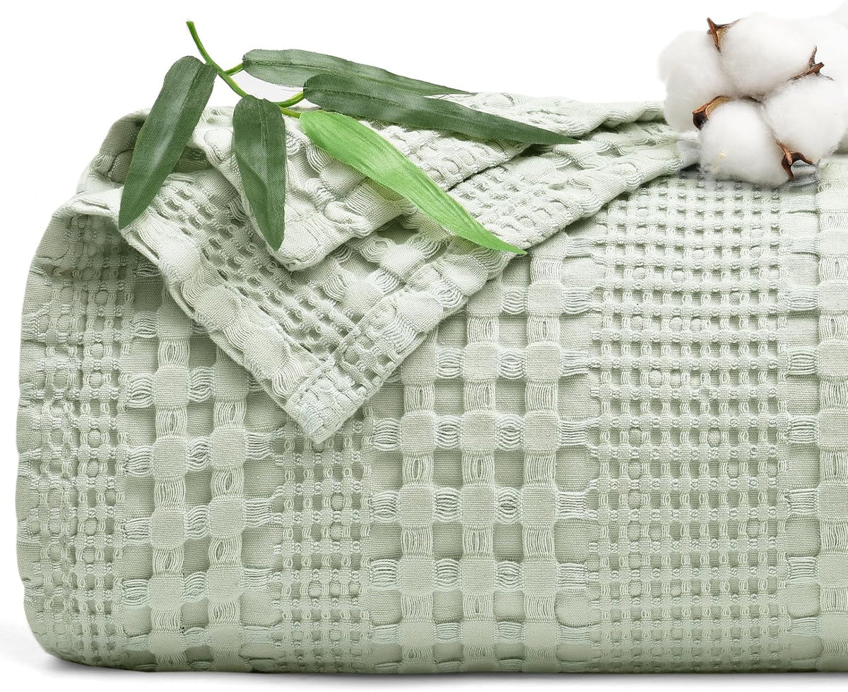 PHF Cooling Waffle Blanket Twin Size, Lightweight 60% Rayon Derived from Bamboo & 40& Cotton