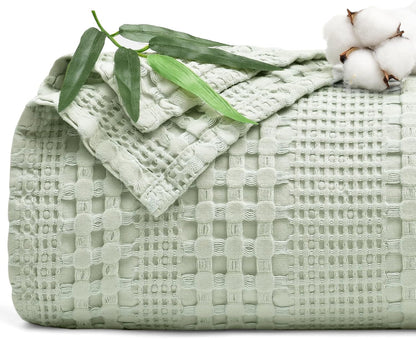 PHF Cooling Waffle Blanket Twin Size, Lightweight 60% Rayon Derived from Bamboo & 40& Cotton