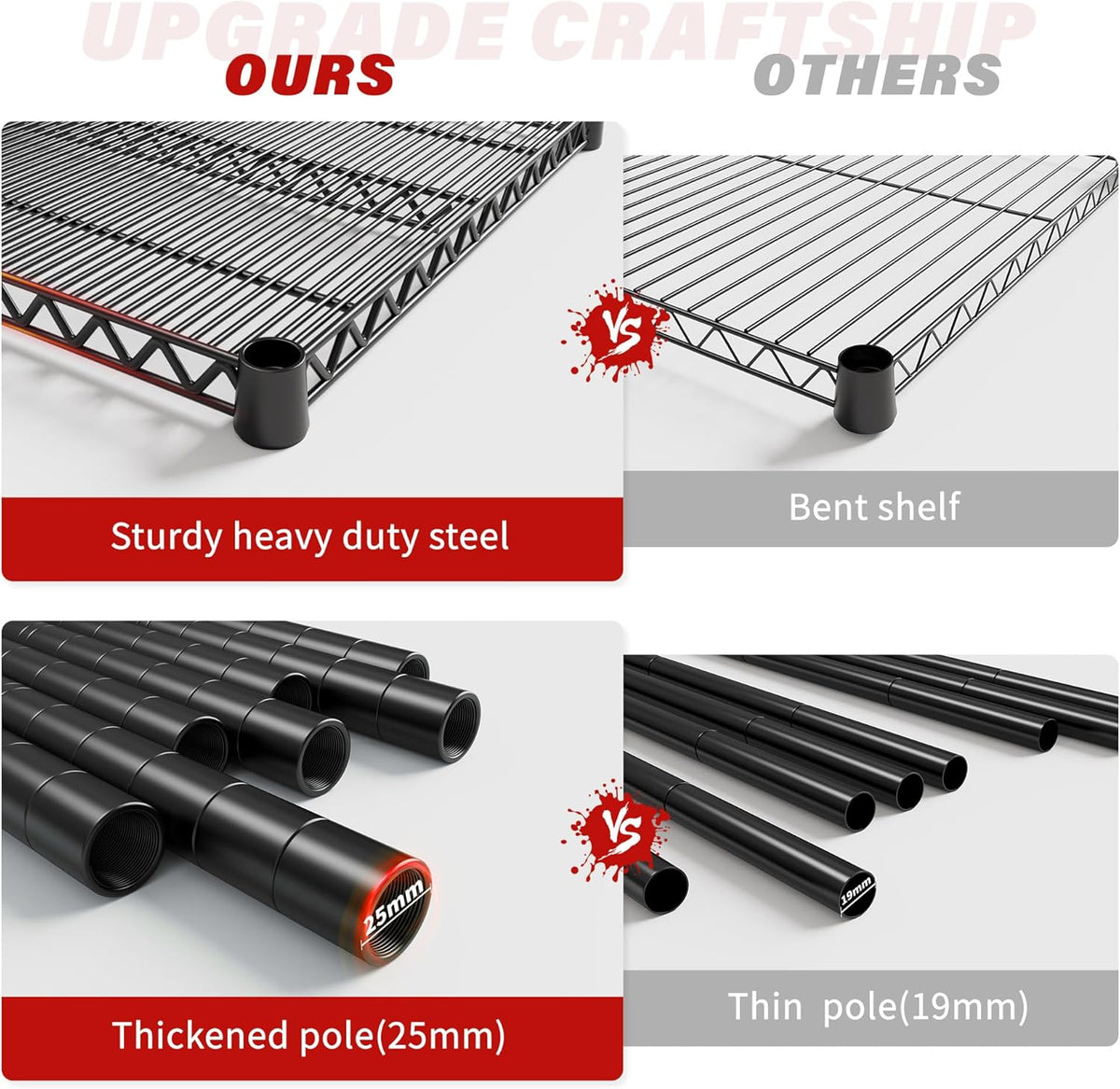 REIBII 60''W X 82.6" H Steel Heavy Duty Wire Shelving Unit with Wheels, 6-Tier Adjustable Storage