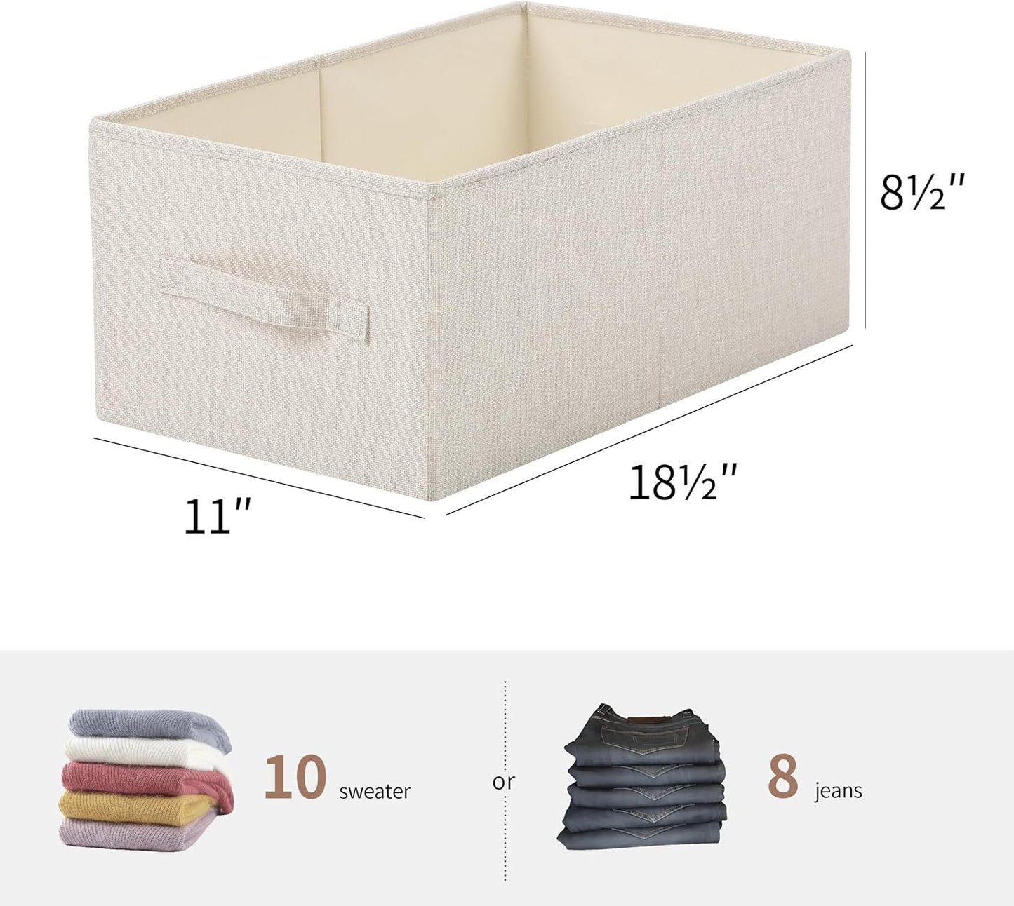 Linen Folding Storage Bins, 3 Pack Large Storage Baskets, Washable, Clothing Storage Bins with