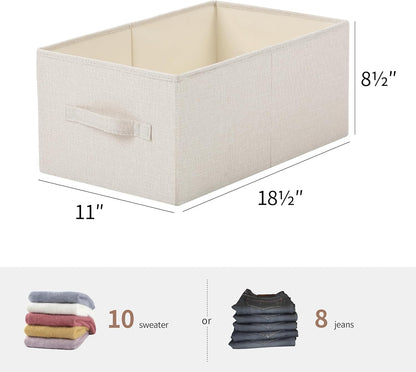 Linen Folding Storage Bins, 3 Pack Large Storage Baskets, Washable, Clothing Storage Bins with