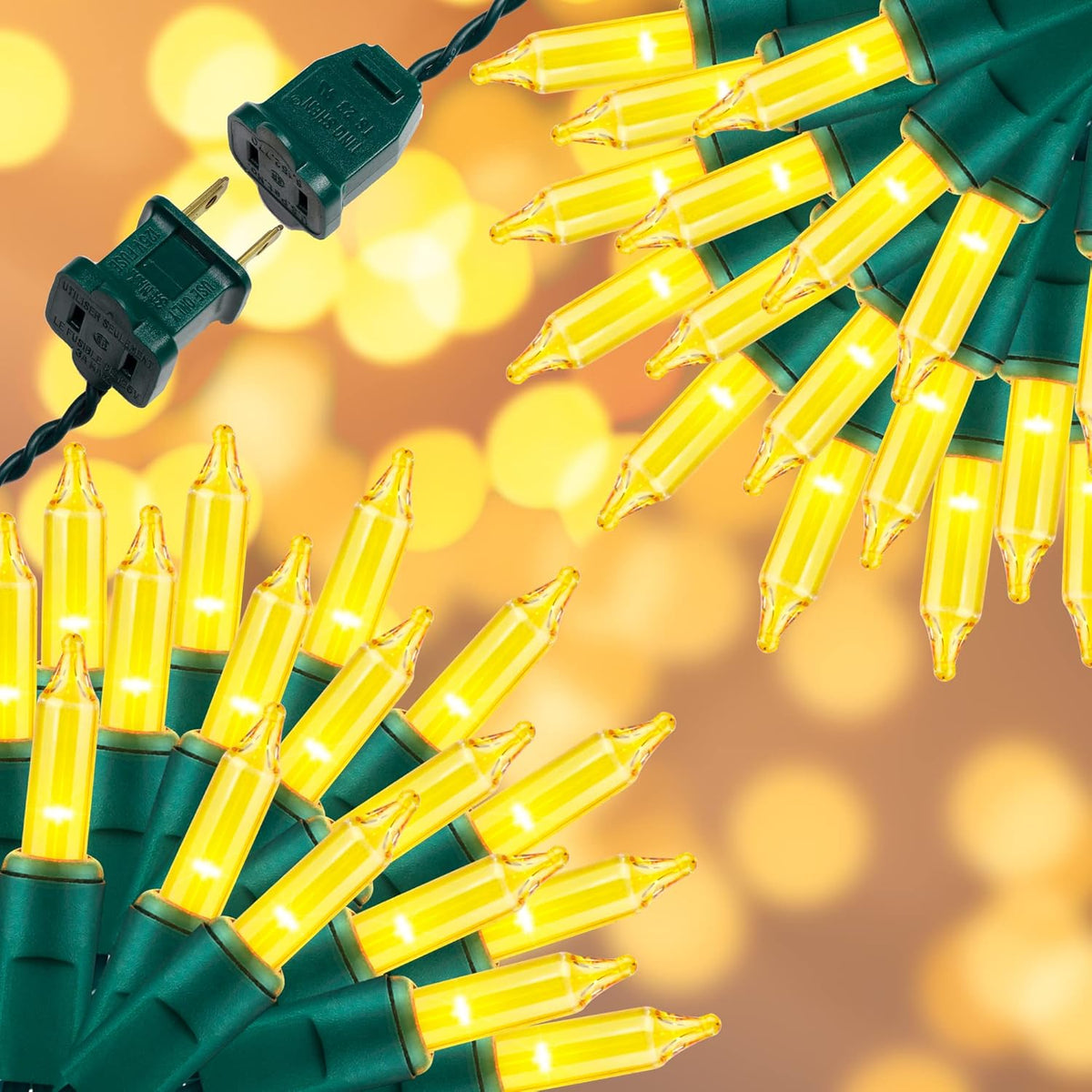 150LIGHTS Yellow Extra-Bright with End Connectors Christmas Decorative Lights 9.72m UL Certified