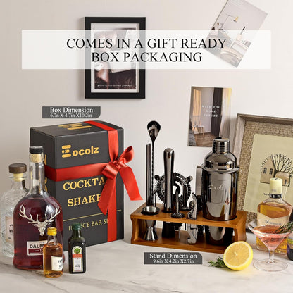 Bartender Kit Cocktail Shaker Set with Stand Bar Tool Bar Set for Drink Mixing Home Bartending Kit