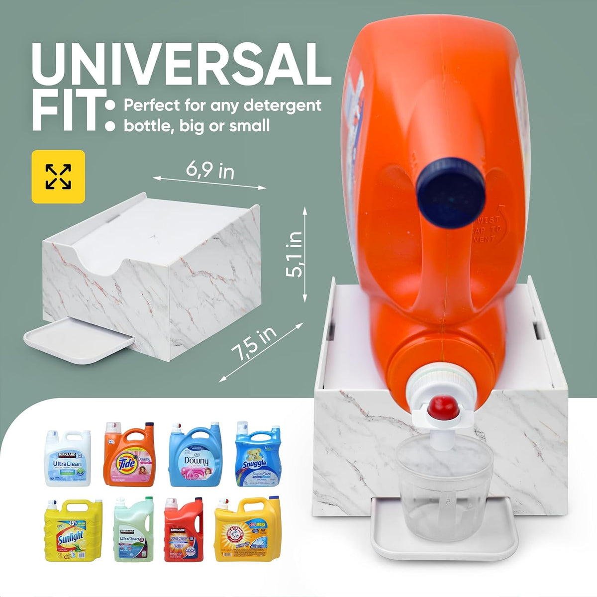 Skywin Laundry Room Organizer and Drip Tray - Soap Cup Storage for Liquid Detergent Containers