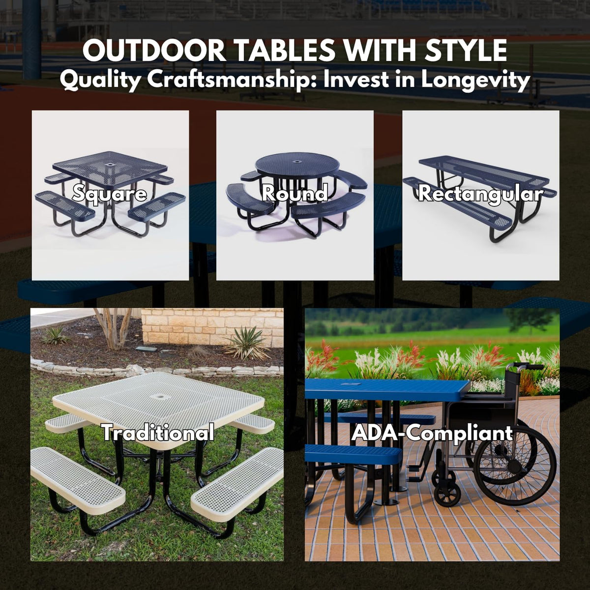 Coated Outdoor Furniture Heavy-Duty Portable Outdoor Kids Table with Umbrella Hole, Expanded Metal