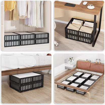 Bamboo Under Bed Storage with Wheels (2-Pack) – Rolling Underbed Shoe Organizer Box for Shoes