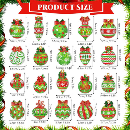 Tondiamo 20 Pcs Christmas Diamond Painting Keychain Kits 5D DIY Diamond Art Pendants Double Sided
