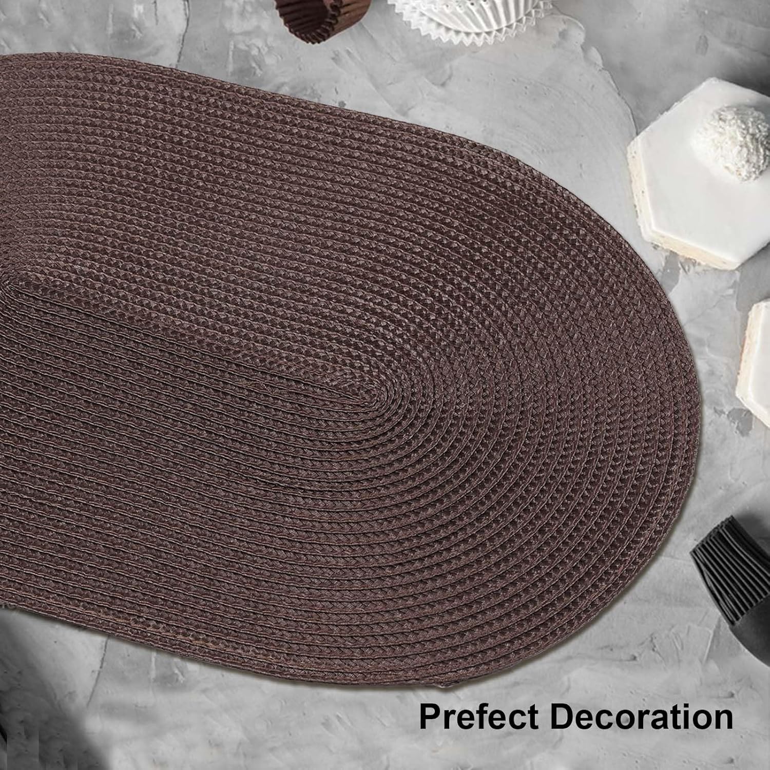 AHHFSMEI Placemats Set of 6 for Dining Table Washable Woven Vinyl Non-Slip 18x12 inches Placemat