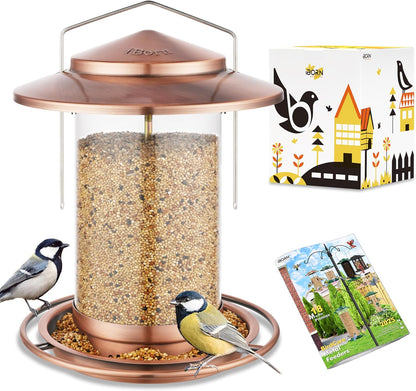 iBorn Bird Feeders for Outdoors Hanging,Metal Bird Feeders for Cardinal Chew Proof 18cm Large