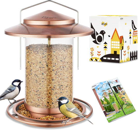 iBorn Bird Feeders for Outdoors Hanging,Metal Bird Feeders for Cardinal Chew Proof 18cm Large