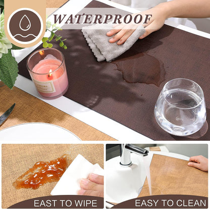 SUEH DESIGN Leather Placemats Set of 6 Reversible Table Mats Heat Resistant Waterproof No-Slip