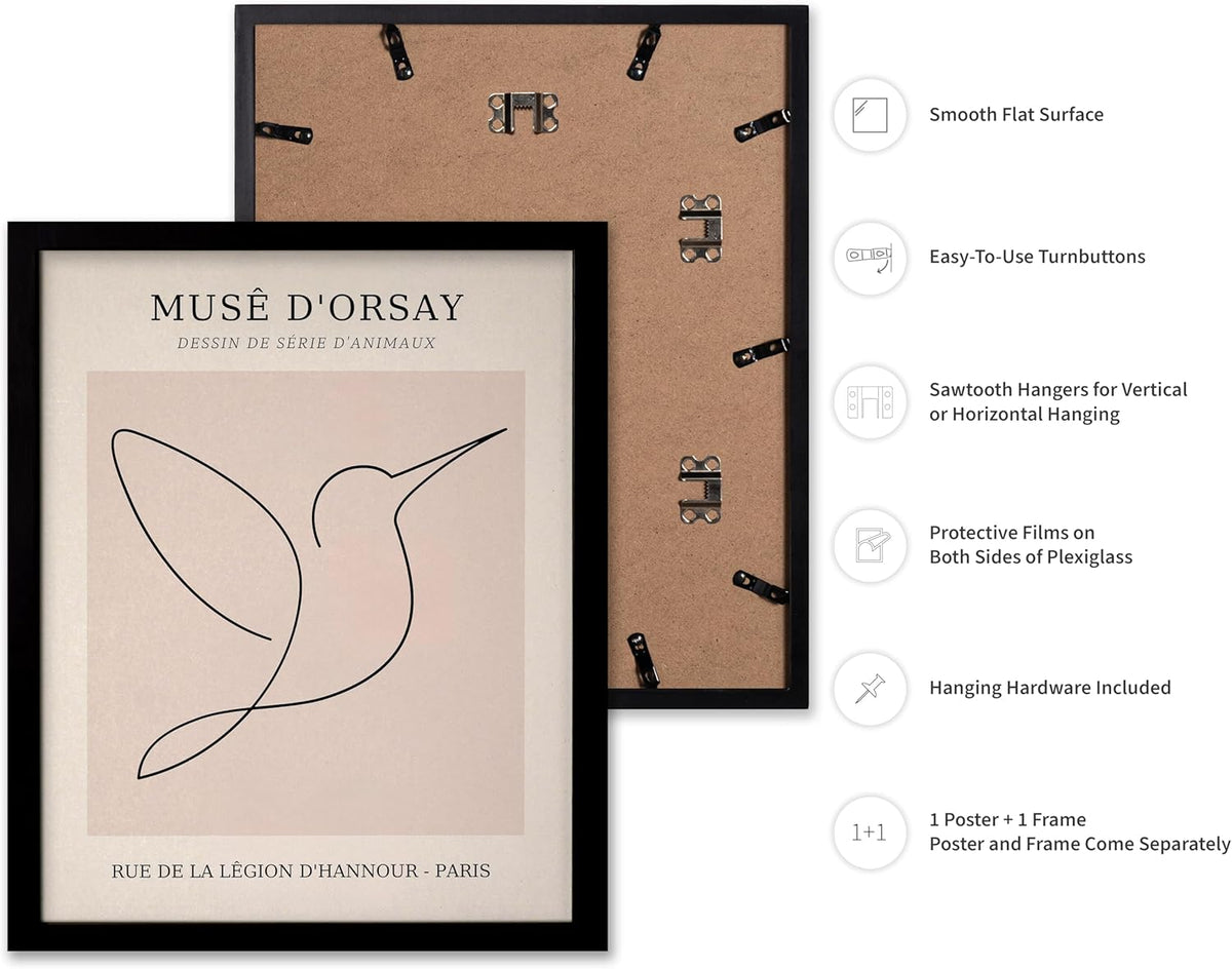 Poster Master Vintage Poster - Retro One Line Hummingbird Drawing Print - Bird Line Art - Minimal