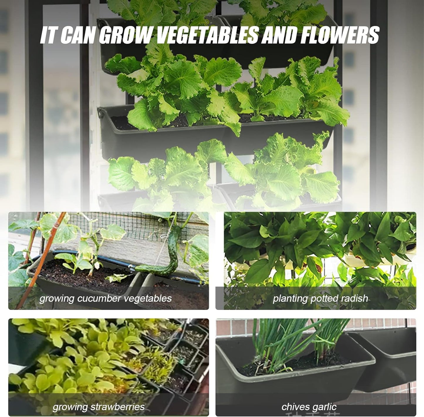 8 Pockets Vertical Garden Wall Planter Raised Beds Hanging Planter Wall Mounted Flower Beds for