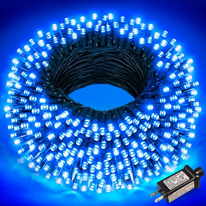 100FT 300 LED Christmas Lights Outdoor, Blue Christmas Tree Lights with 8 Modes Waterproof, Plug in