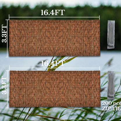 Brown 2 Pack 3.3FT X 16.4FT Reed Fencing Roll, Balcony Privacy Shade Reed Bamboo Fencing Garden
