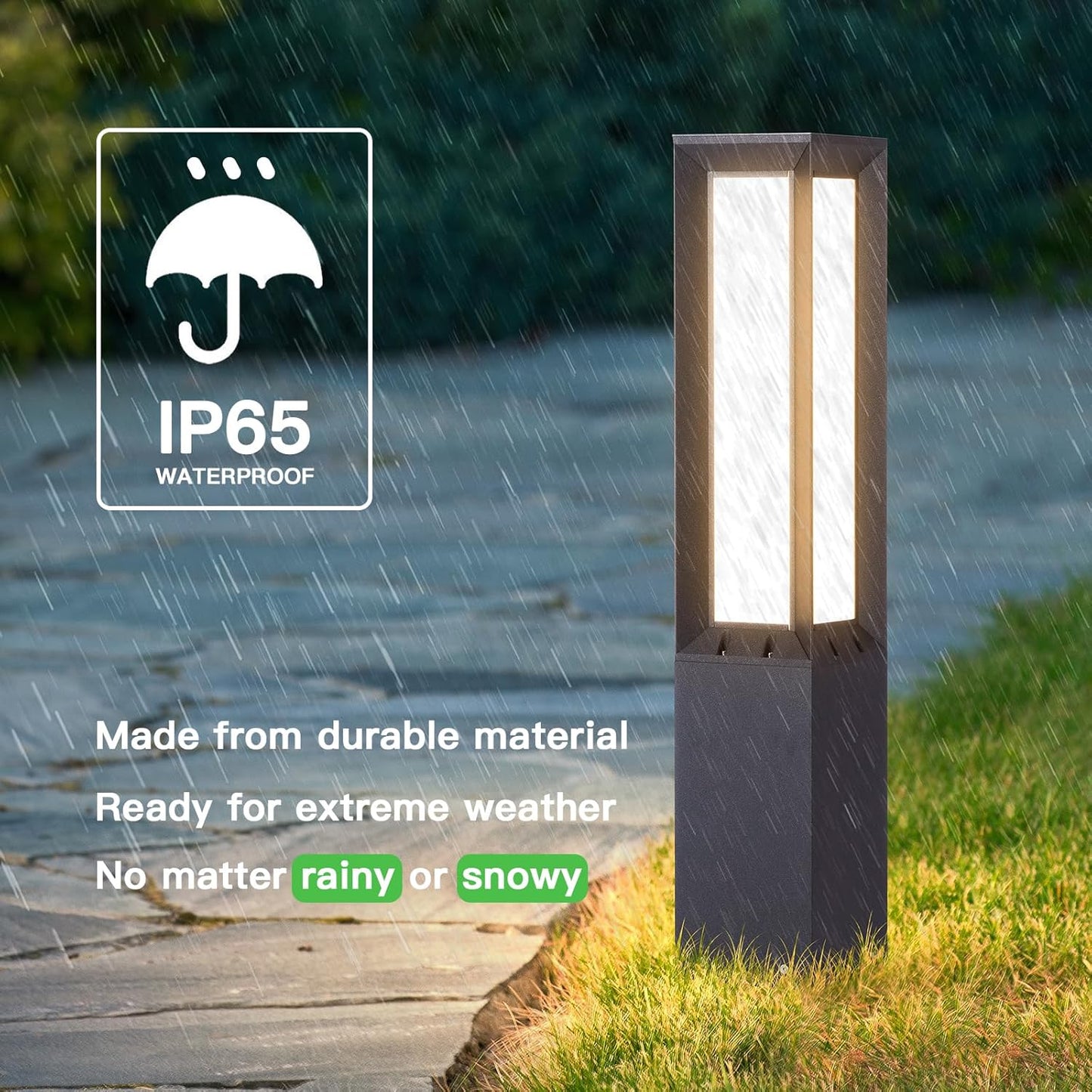 Solar Pathway Lights Outdoor, 32 Inch Modern Landscape Bollard Lighting Solar Powered Path Light