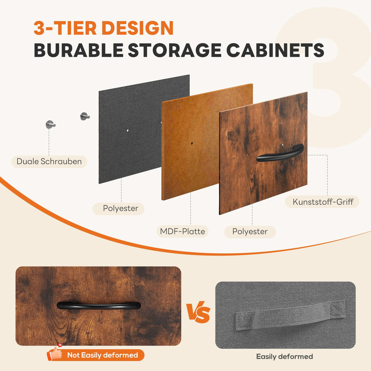 Sweetcrispy 7 Drawer Dresser for Bedroom Storage with Fabric Bins, Brown