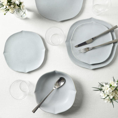 Stone Lain Baskerville 16-Piece Dinnerware Set Stoneware, Borosilicate Glass, Light Blue