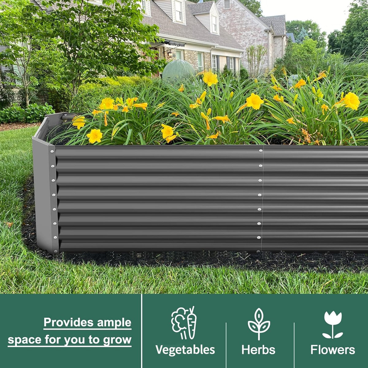 Land Guard 6×3×2 ft Galvanized Raised Garden Bed Kit, Galvanized Planter Raised Garden Boxes