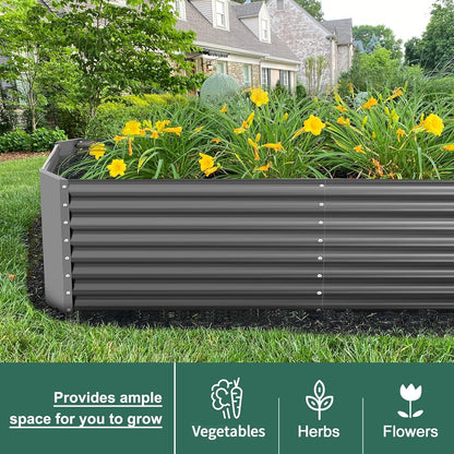 Land Guard 6×3×2 ft Galvanized Raised Garden Bed Kit, Galvanized Planter Raised Garden Boxes