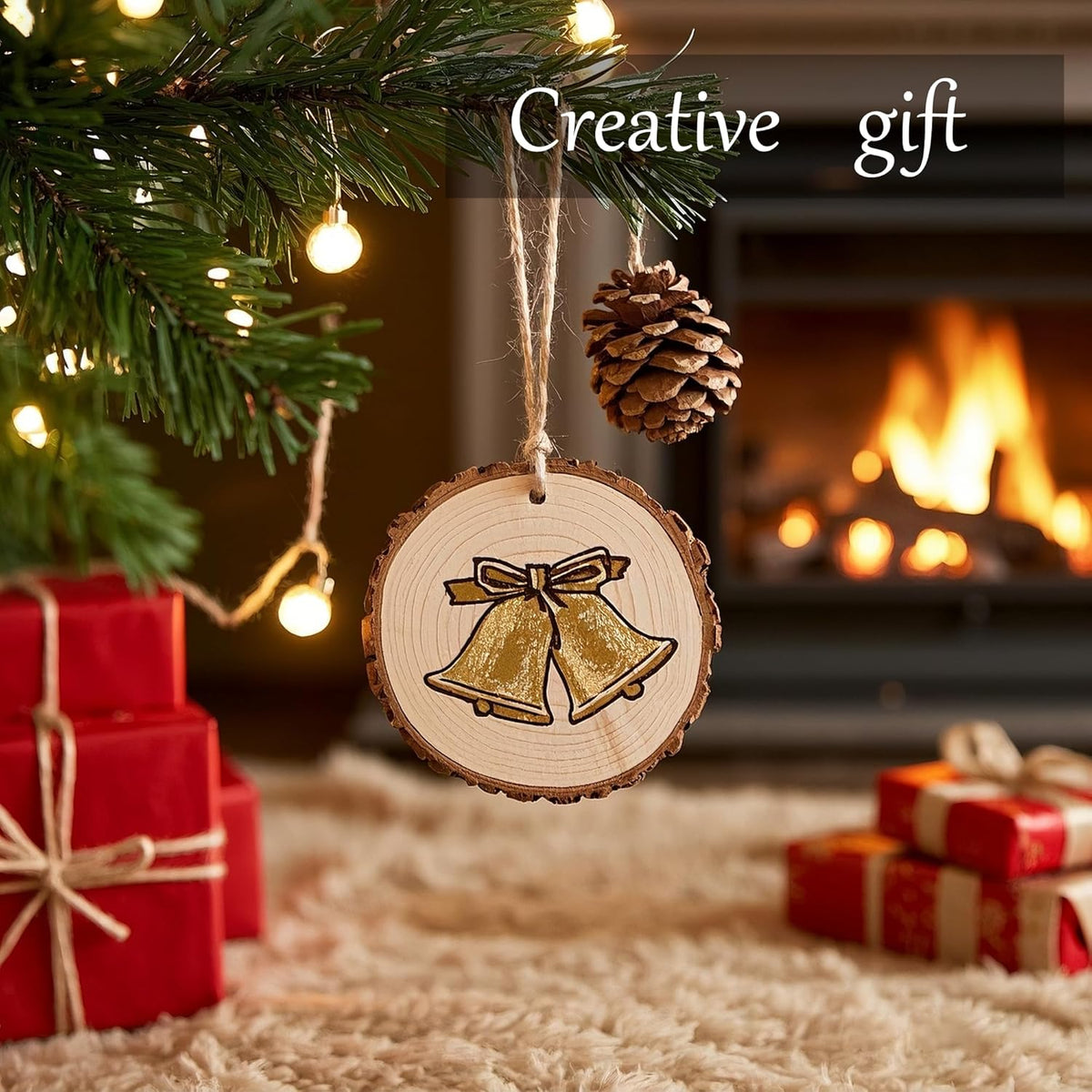Unfinished Natural Wooden Slices 40 Pcs 3.2-4 Inch Wood Circles for Crafts DIY Christmas Ornament