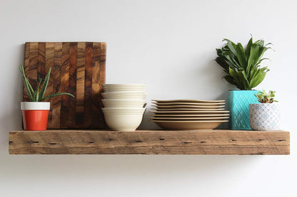 Urban Legacy Reclaimed Barn Beam Deep Shelves | Deep Shelves with Brackets Included, Set of 2 |