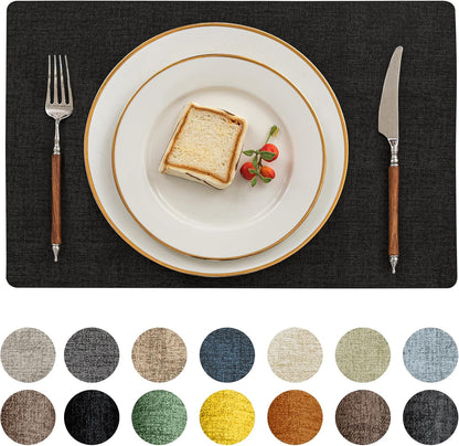 Romanstile Vinyl Placemats Set of 4-12 X 18 Inch - Heat Resistant Place Mats 100% Waterproof