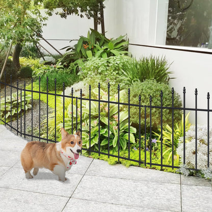 Metal Garden Fence 26 in H x 12 ft L, 6 Panels + 7 Stakes Border Dog Fence Panels Animal Barrier