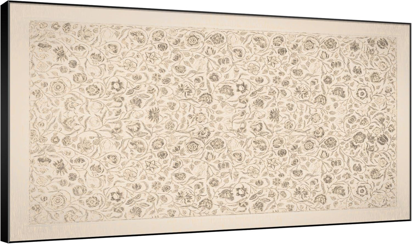 SIGNWIN 30"x60" Extra Large Framed Wall Art Vintage Botanical Sketch with Detailed Floral Pattern