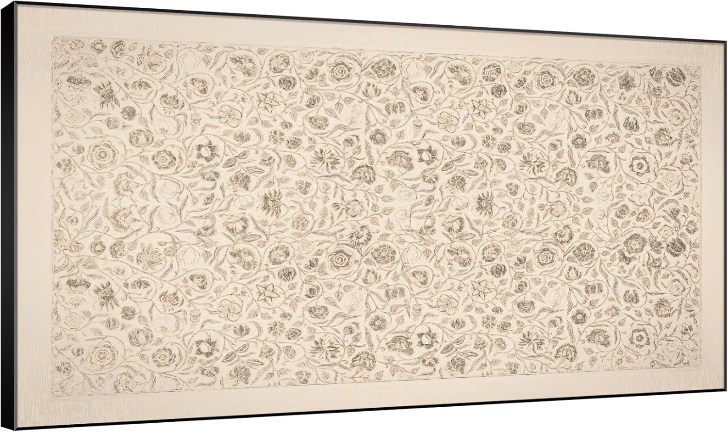 SIGNWIN 30"x60" Extra Large Framed Wall Art Vintage Botanical Sketch with Detailed Floral Pattern