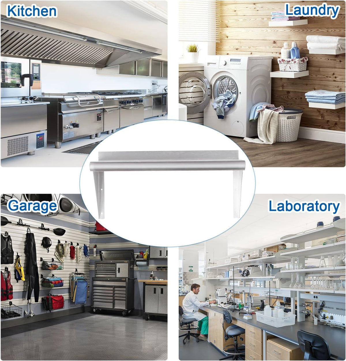HARDURA Stainless Steel Shelf 18" x 36", 340lb Commercial Shelves Wall Mount Metal Shelving with