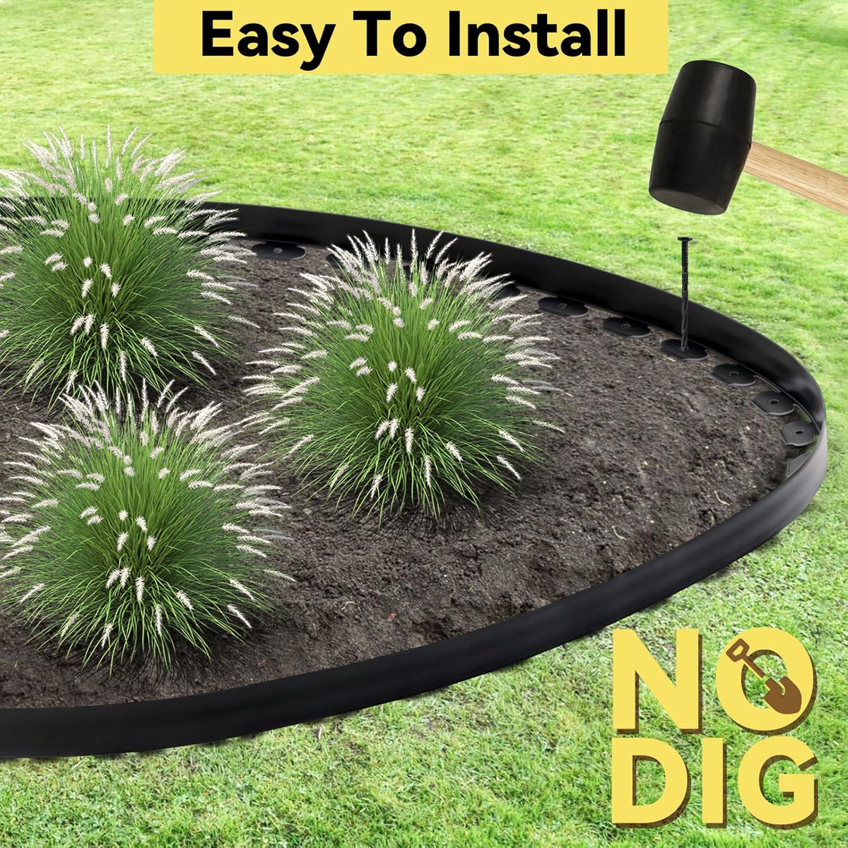 GOTGELIF No Dig Landscape Edging Border, 2'' Tall 40FT Garden Edging Kit with 60pcs Anchoring